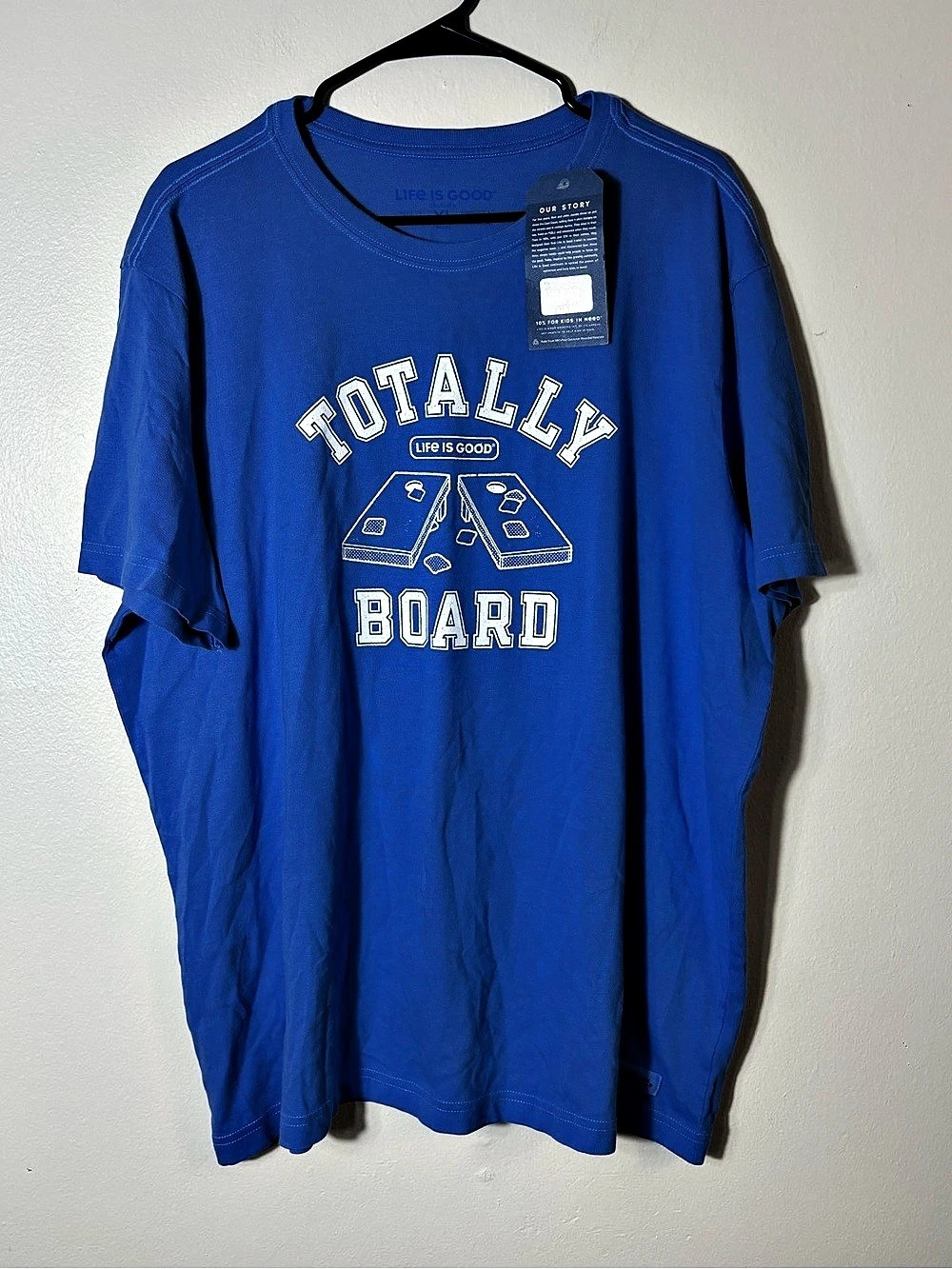 Life Is Good Totally Board Cornhole Crusher T-Shirt Blue XL NWT